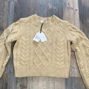 NWT English Factory Cable Knit Sweater in Tan